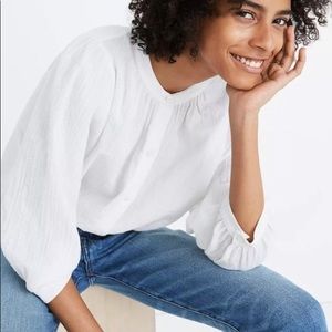 Madewell shimmer peasant blouse, size XS